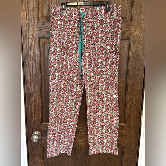 Lands' End Long Sleeve Pajama Set Salmon Top with Floral Bottom Size L - Picture 7 of 9